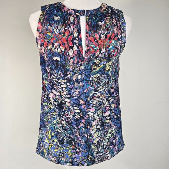 CABI Navy Blue Sleeveless Stained Glass Blouse - Picture 2 of 7